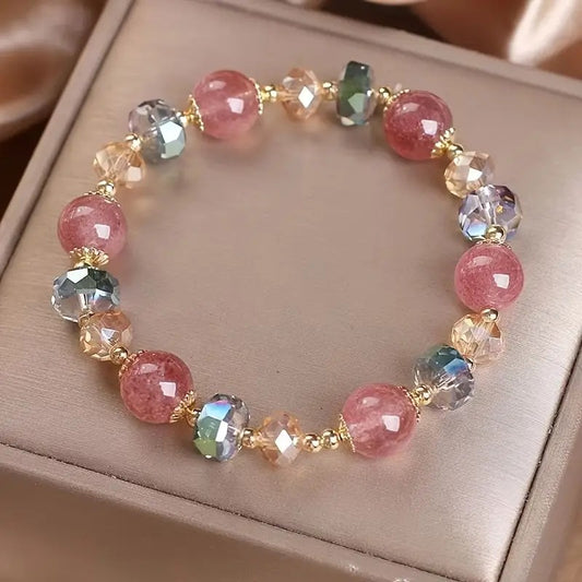 Bracelet en cristal fraise