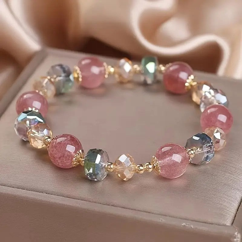 Bracelet en cristal fraise