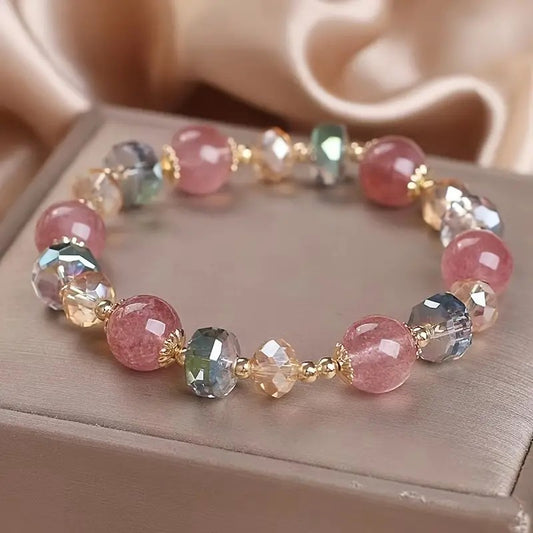 Bracelet en cristal fraise