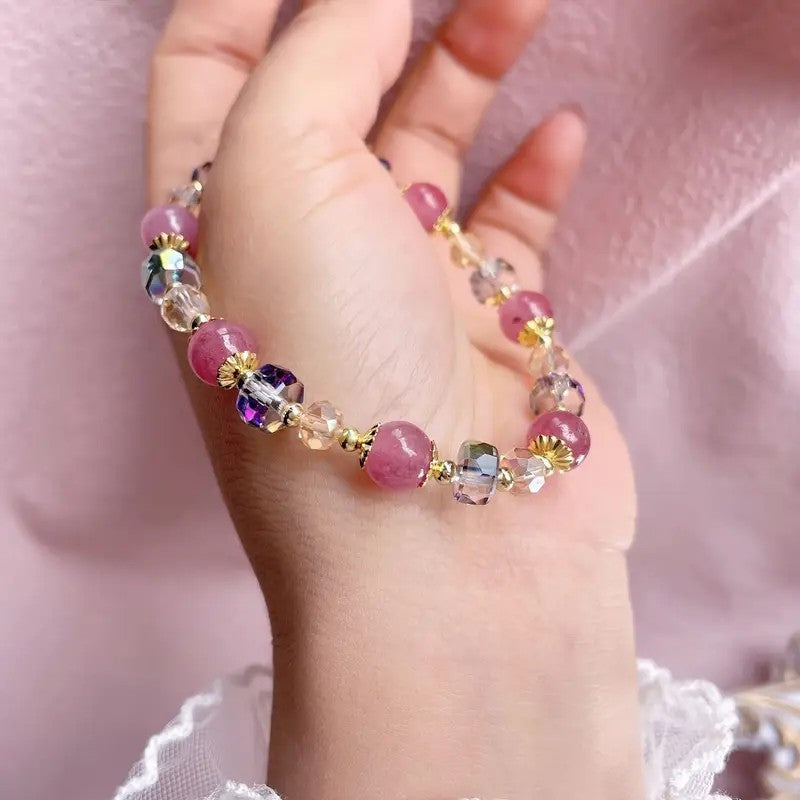 Bracelet en cristal fraise
