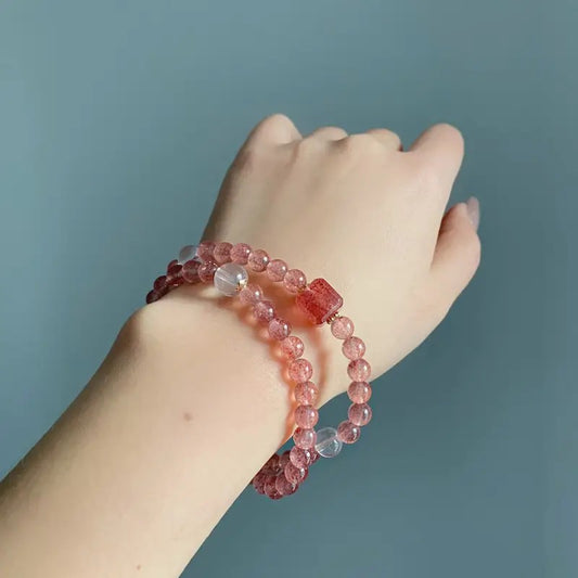 Bracelet en cristal fraise