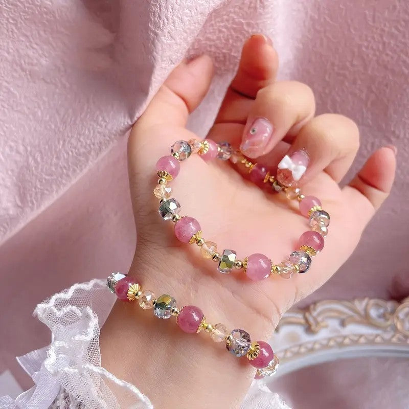 Bracelet en cristal fraise