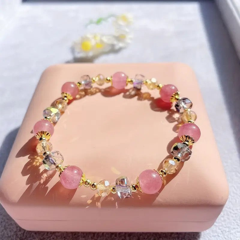 Bracelet en cristal fraise